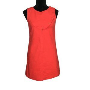 RAOUL Dress Mod Shift Orange Snap Yoke Zip Front Pocket Lined US 4/FR 36